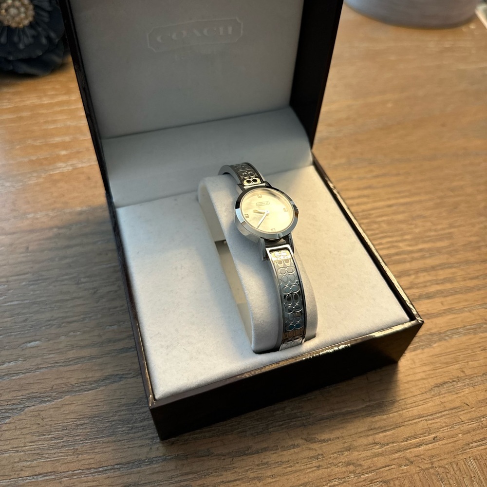 Coach silver bangle watch